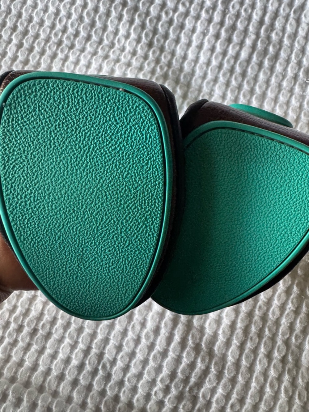 Tieks Black Leather Foldable Ballet Flats with Teal Accent - Picture 6 of 9